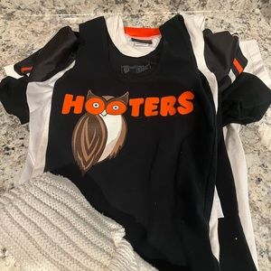 HOOTERS UNIFORM BUNDLE- Tank tops.V necks. Crop.Shorts and a pair of puffy socks
